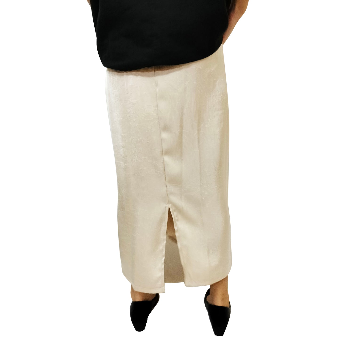 A summer loose-fit, slimming long skirt with a sophisticated, stylish, and elegant vibe, perfect for casual wear, featuring a side slit.