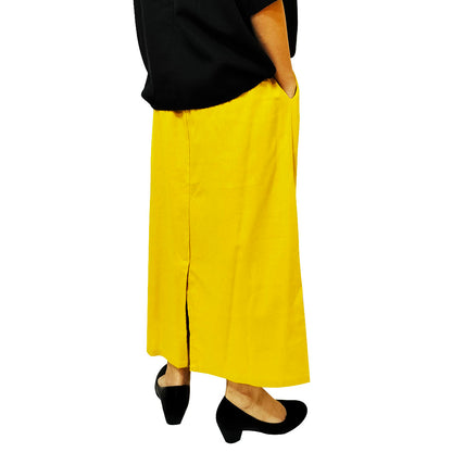 A summer loose-fit, slimming long skirt with a sophisticated, stylish, and elegant vibe, perfect for casual wear, featuring a side slit.