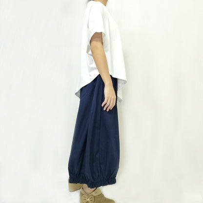 Vintage Cotton Wide-Leg Pants: Elastic Waist, Ruffled Hem, Cropped Length