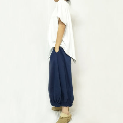 Vintage Cotton Wide-Leg Pants: Elastic Waist, Ruffled Hem, Cropped Length